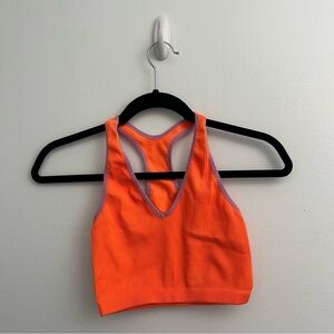 Free People neon orange purple racerback bra tank